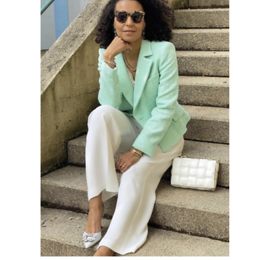 ZARA WOMAN NWT TEXTURED CROPPED SHORT BLAZER JACKET Sea green